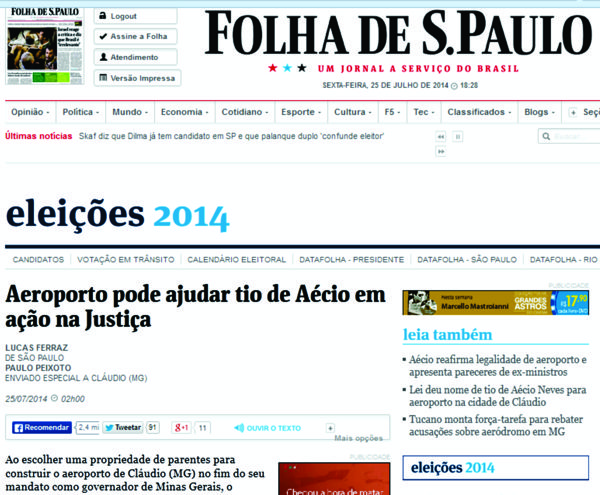 A FOLHA MENTE? Nota oficial do PSDB e de Aécio desmentem notícia da Folha de São Paulo folha de so paulo